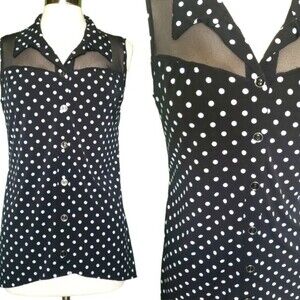 Fenn Wright Manson Polka Dot Sleeveless BD Top - M